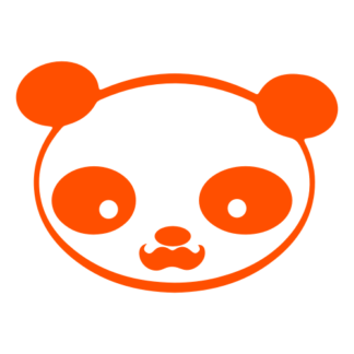 Young Panda Funny Moustache Decal (Orange)